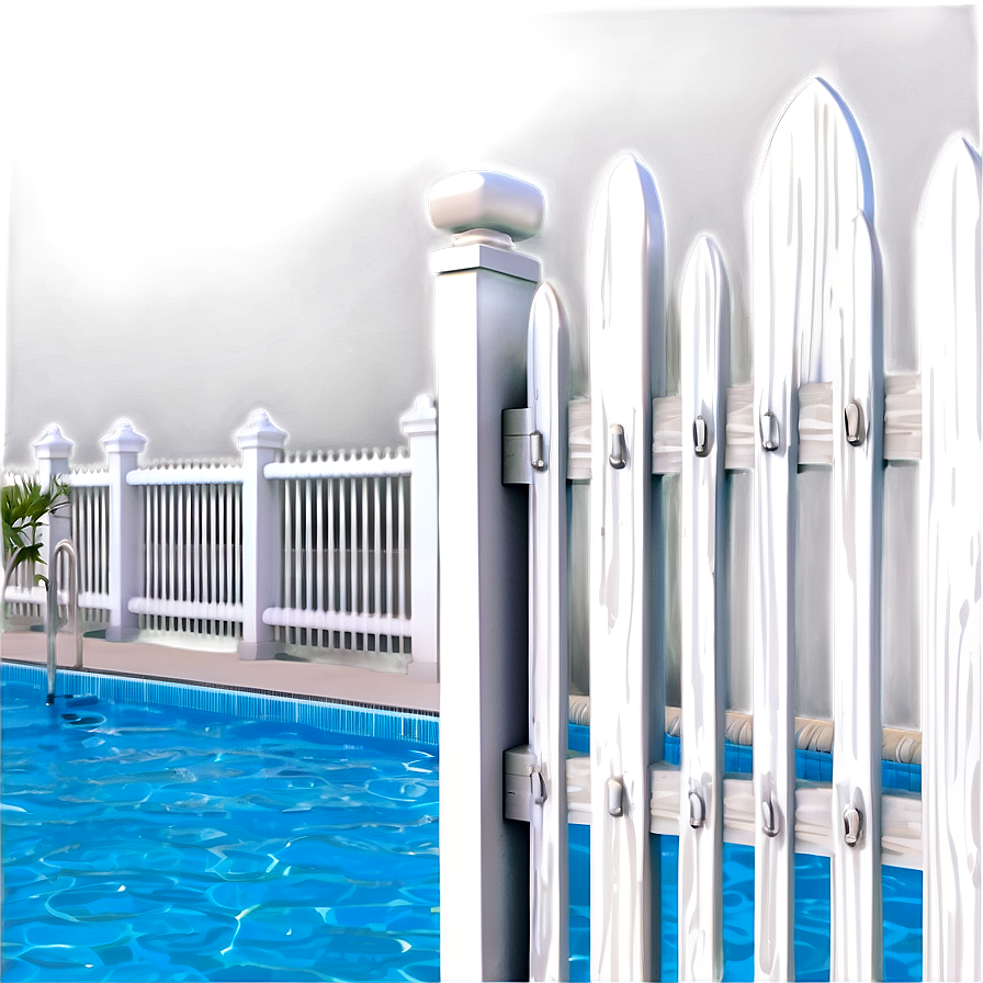 White Fence Around Pool Area Png Khx80 PNG image