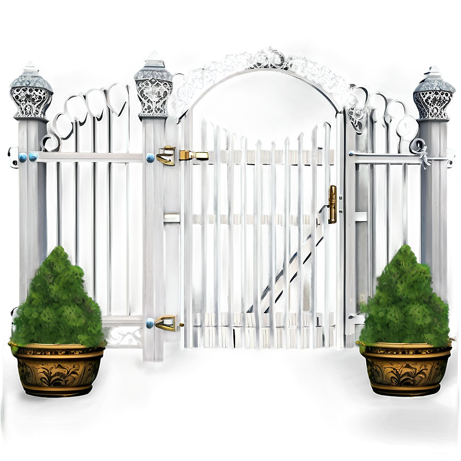 White Fence Gate Design Png Gbk16 PNG image