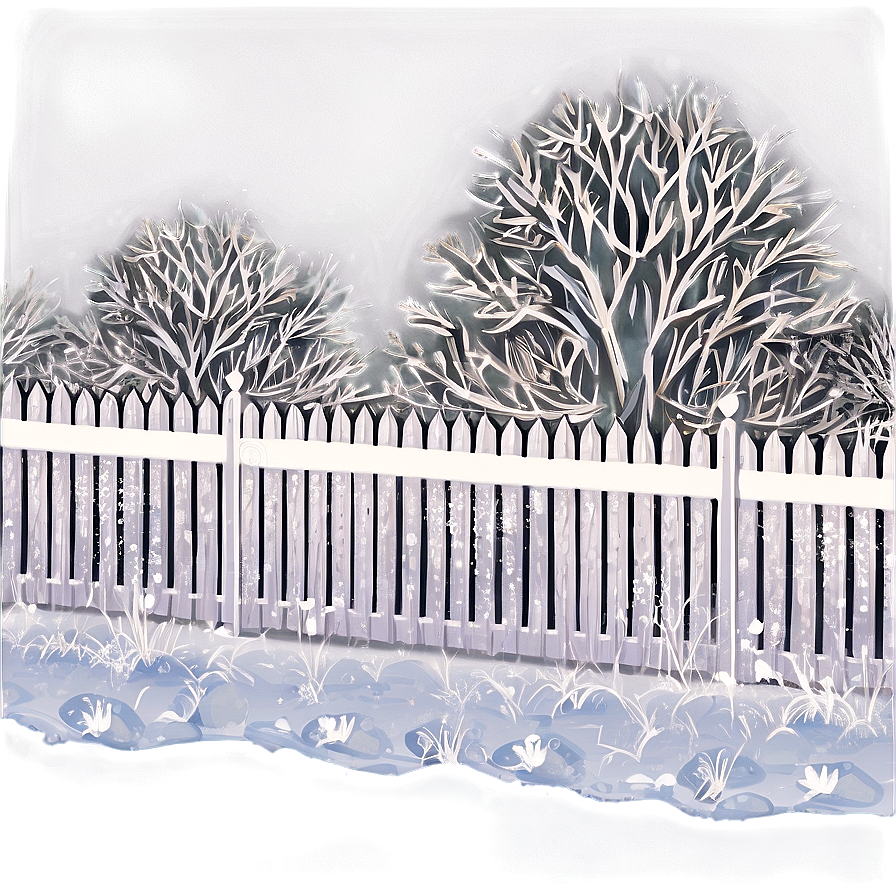 White Fence In Winter Scene Png 06272024 PNG image