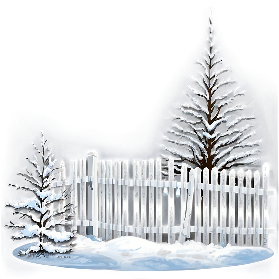 White Fence In Winter Scene Png 06272024 PNG image