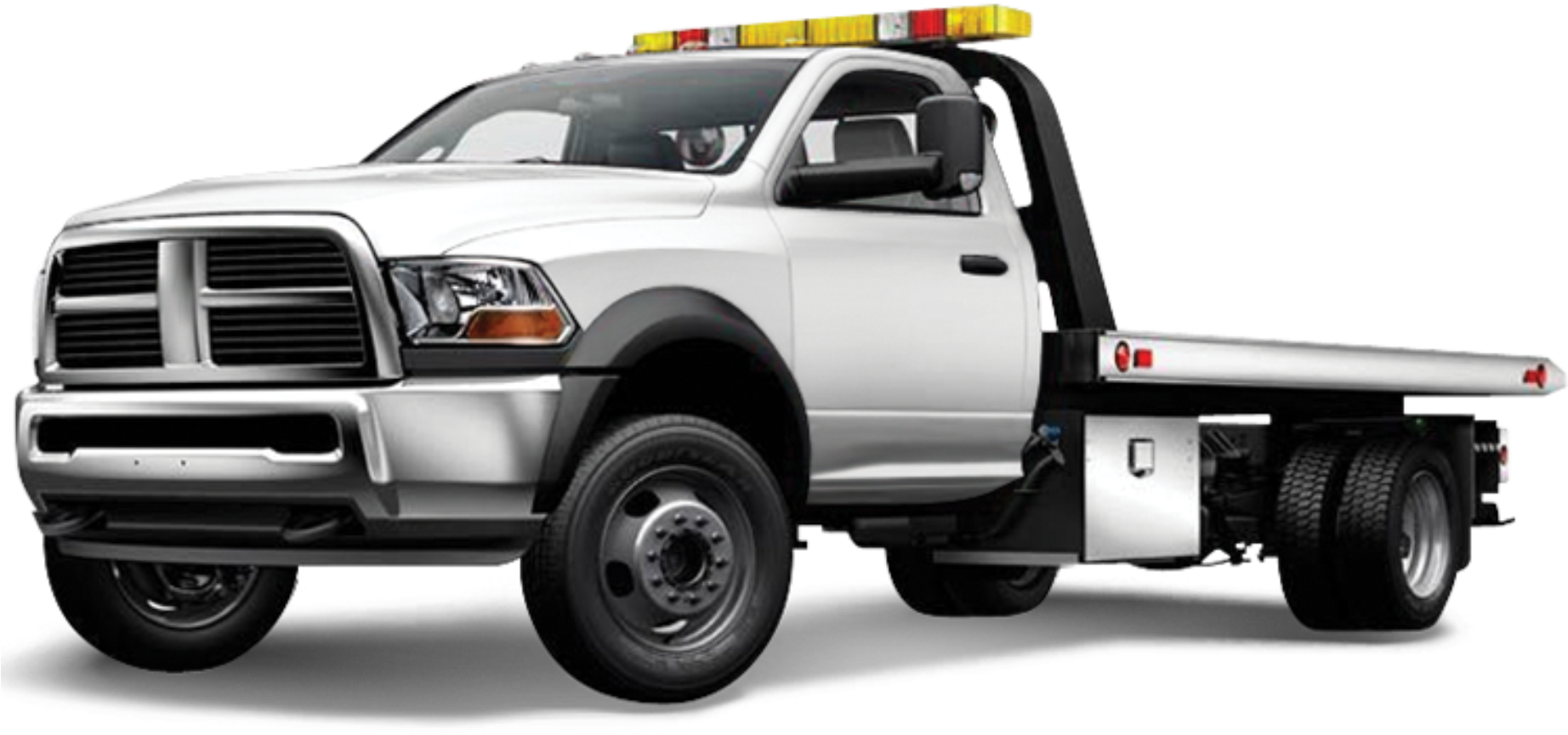 White Flatbed Tow Truck PNG image