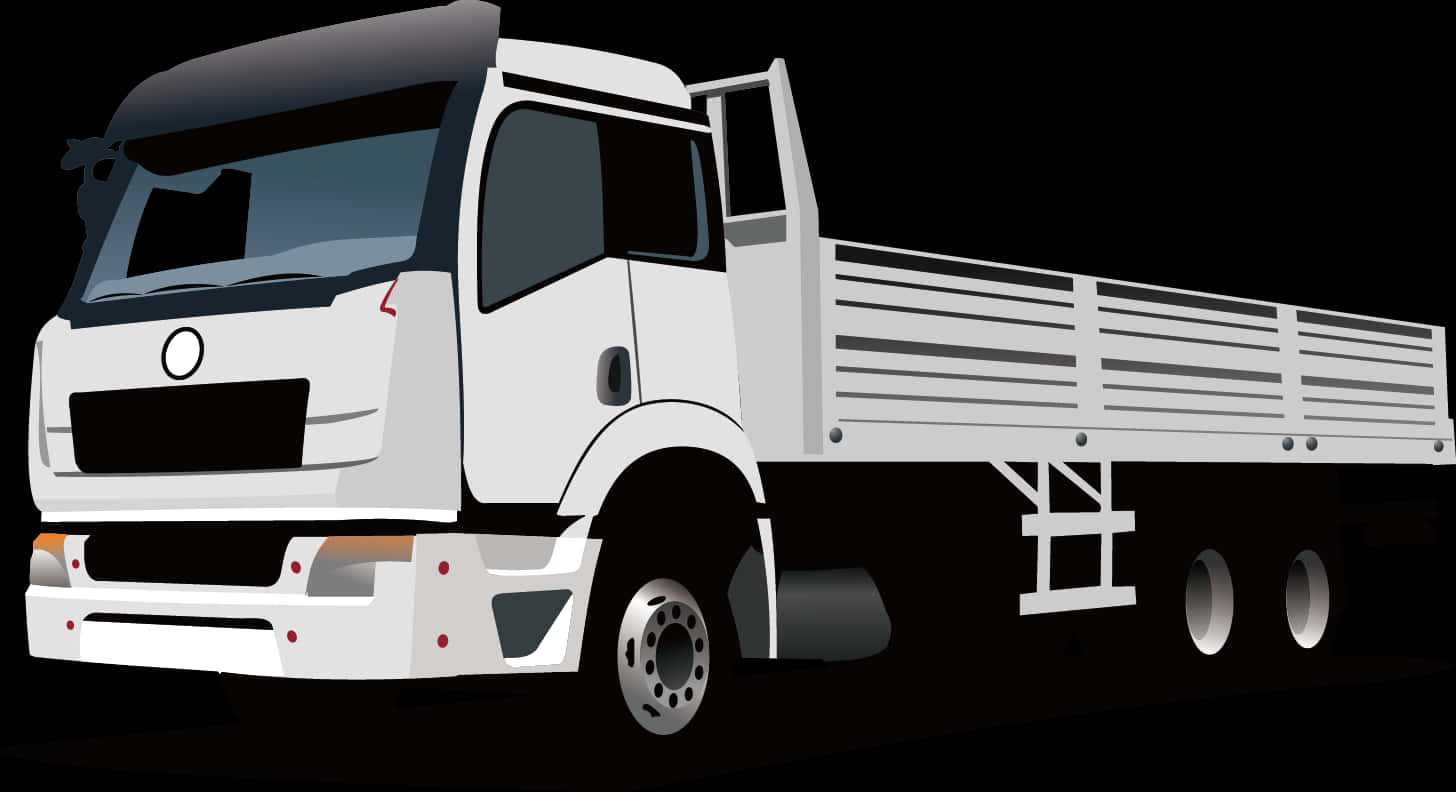 White Flatbed Truck Illustration PNG image