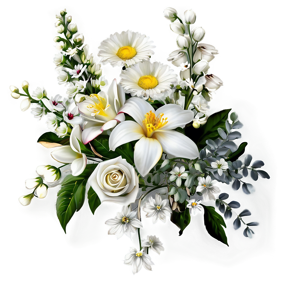 White Floral Arrangement Png 05242024 PNG image