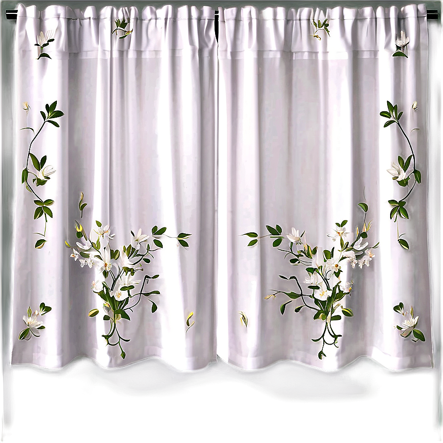 White Floral Curtains Png Hgs PNG image