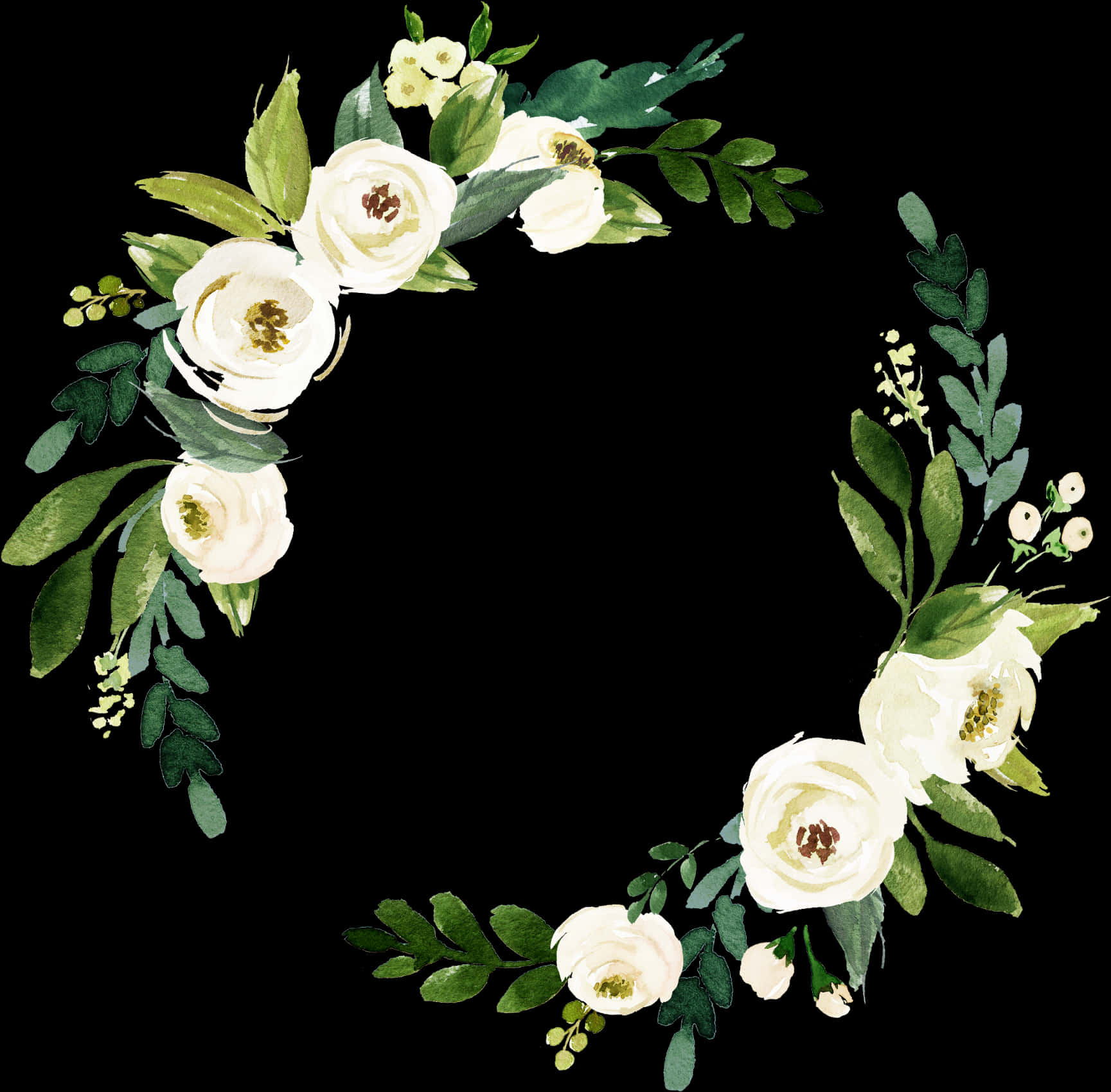 White_ Floral_ Wreath_ Artwork PNG image