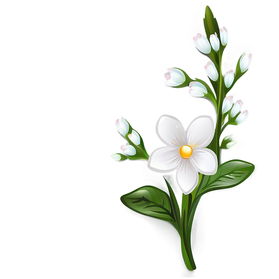 White Flower Drawing Png Tqo70 PNG image