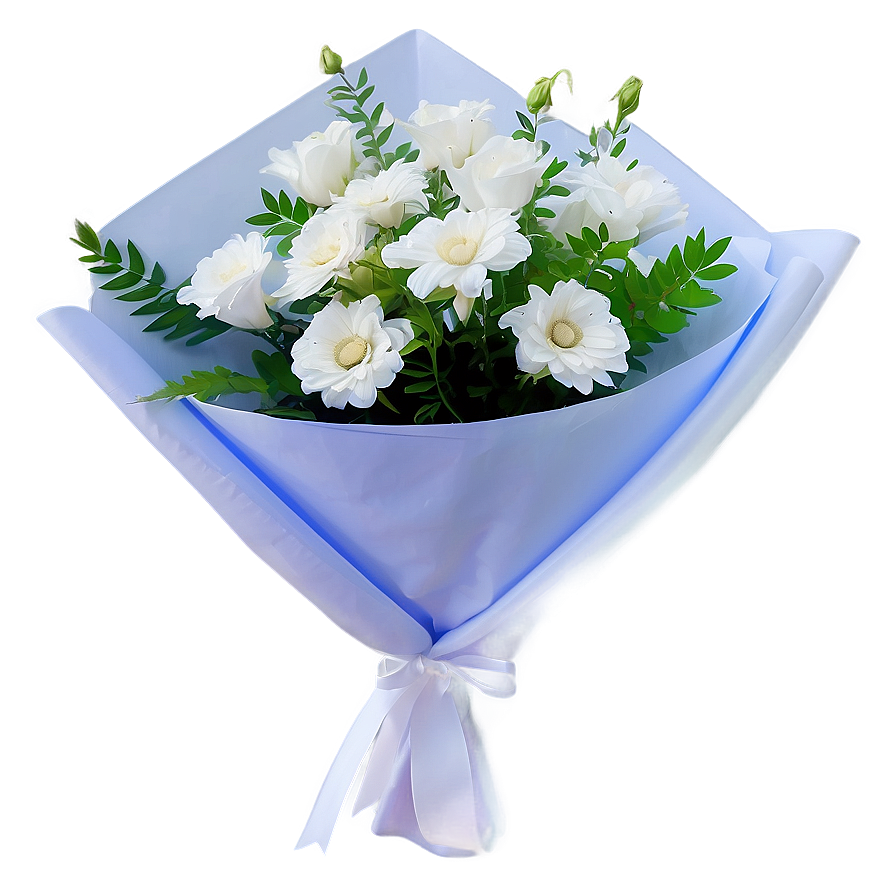 White Flowers Bouquet Wrap Png 05242024 PNG image