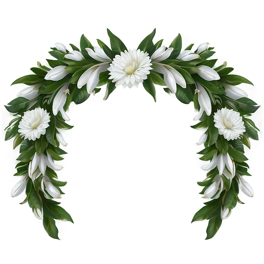 White Flowers Garland Png Unw98 PNG image