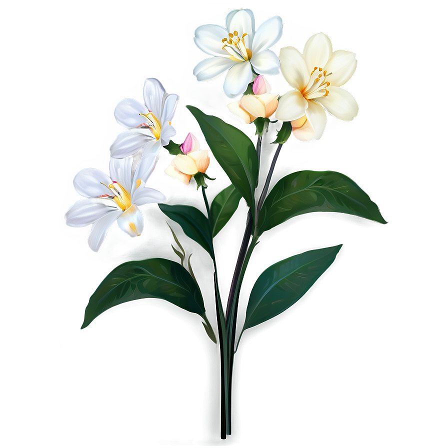 White Flowers Single Stem Png Glc39 PNG image