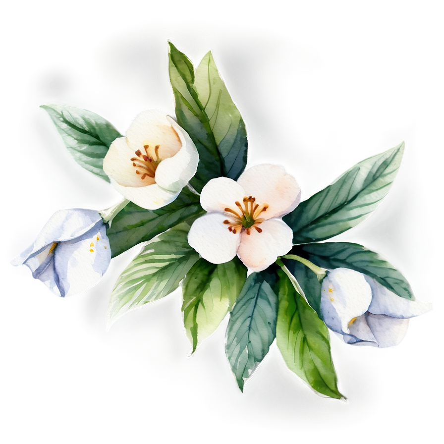 White Flowers Watercolor Png 87 PNG image