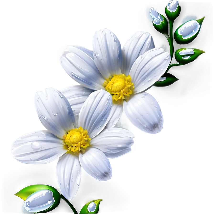 White Flowers With Dew Drops Png Blx27 PNG image