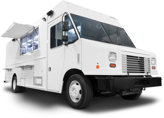 White Food Truck Isolated Background PNG image