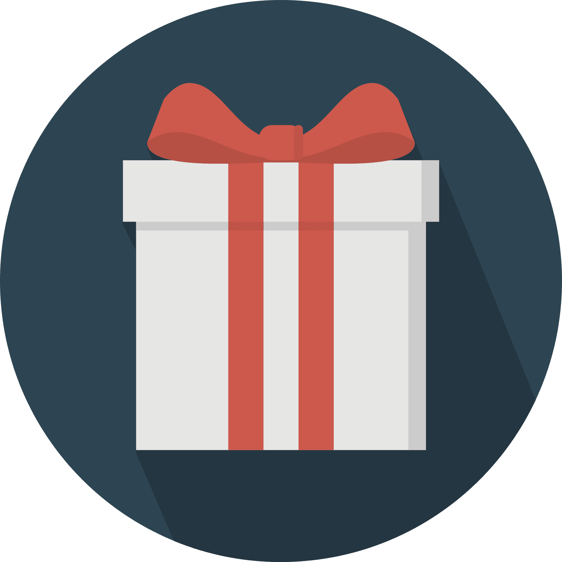 White Gift Box Red Ribbon Icon PNG image