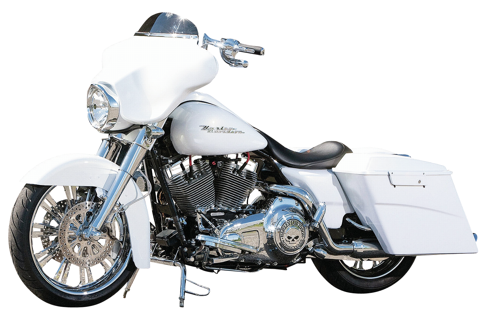 White Harley Davidson Motorcycle PNG image