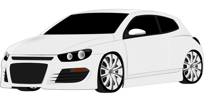 White Hatchback Car Vector PNG image