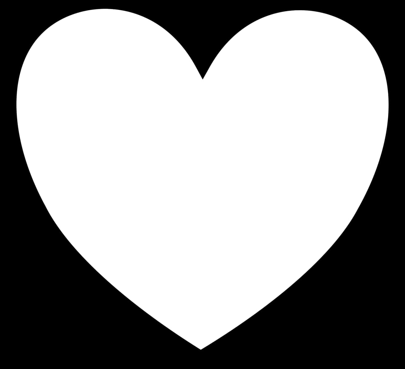 White Heart Shape Black Background PNG image