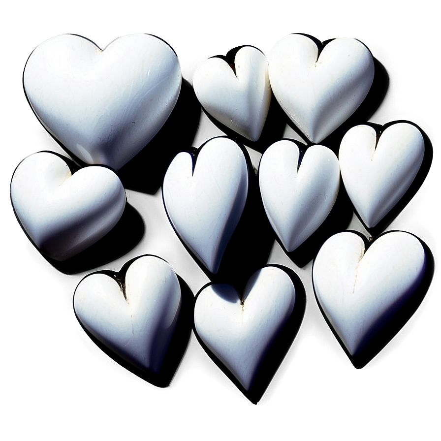 White Hearts On Black Background Png Mwy12 PNG image