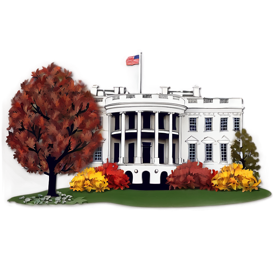 White House During Autumn Png Oys PNG image