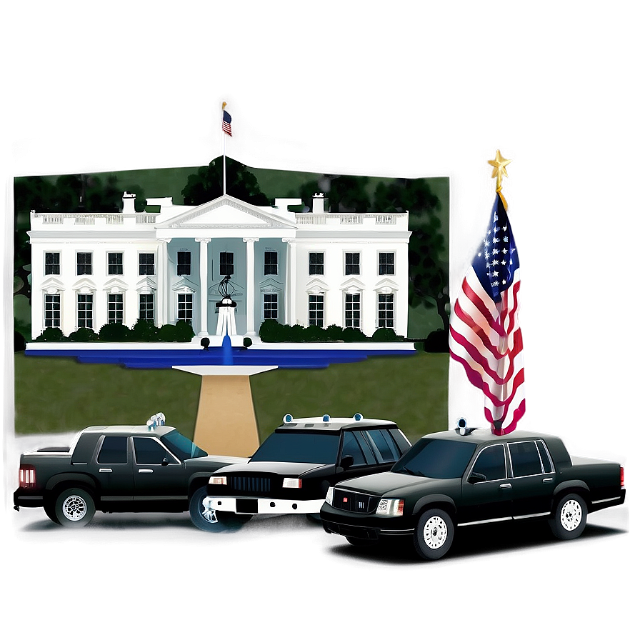 White House With Presidential Motorcade Png 06252024 PNG image