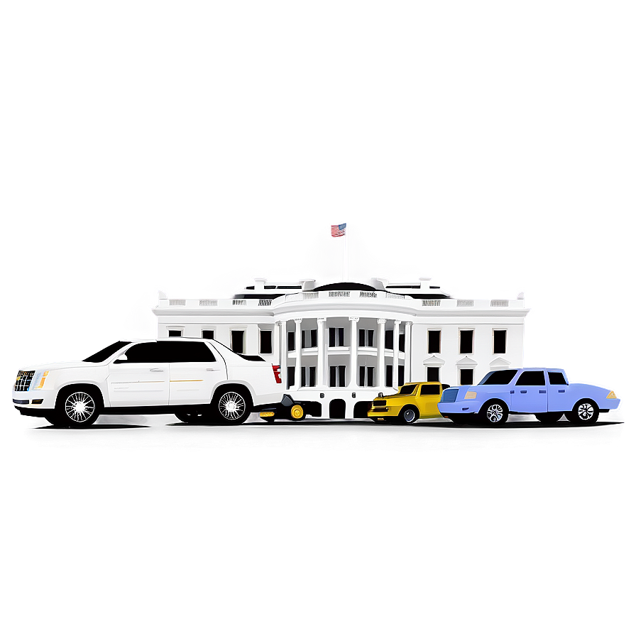 White House With Presidential Motorcade Png Lms18 PNG image