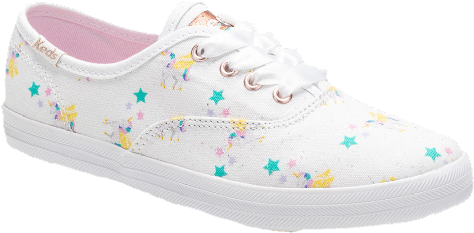 White Kids Sneakerwith Colorful Stars PNG image