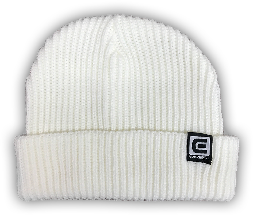 White Knit Beanie Hat PNG image