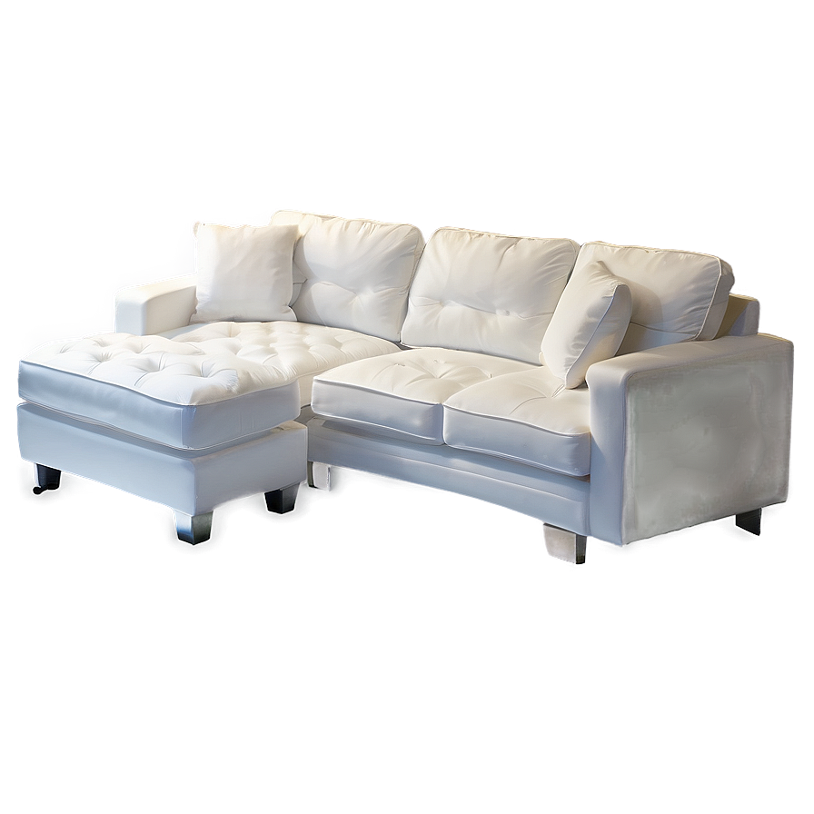 White L-shaped Couch Png 06212024 PNG image