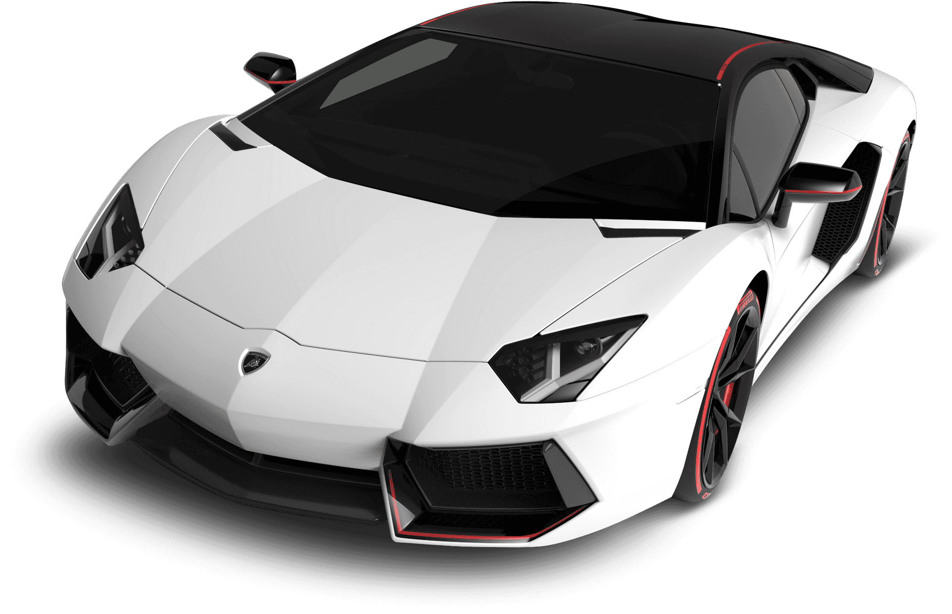 White Lamborghini Aventador S V J Angled View PNG image