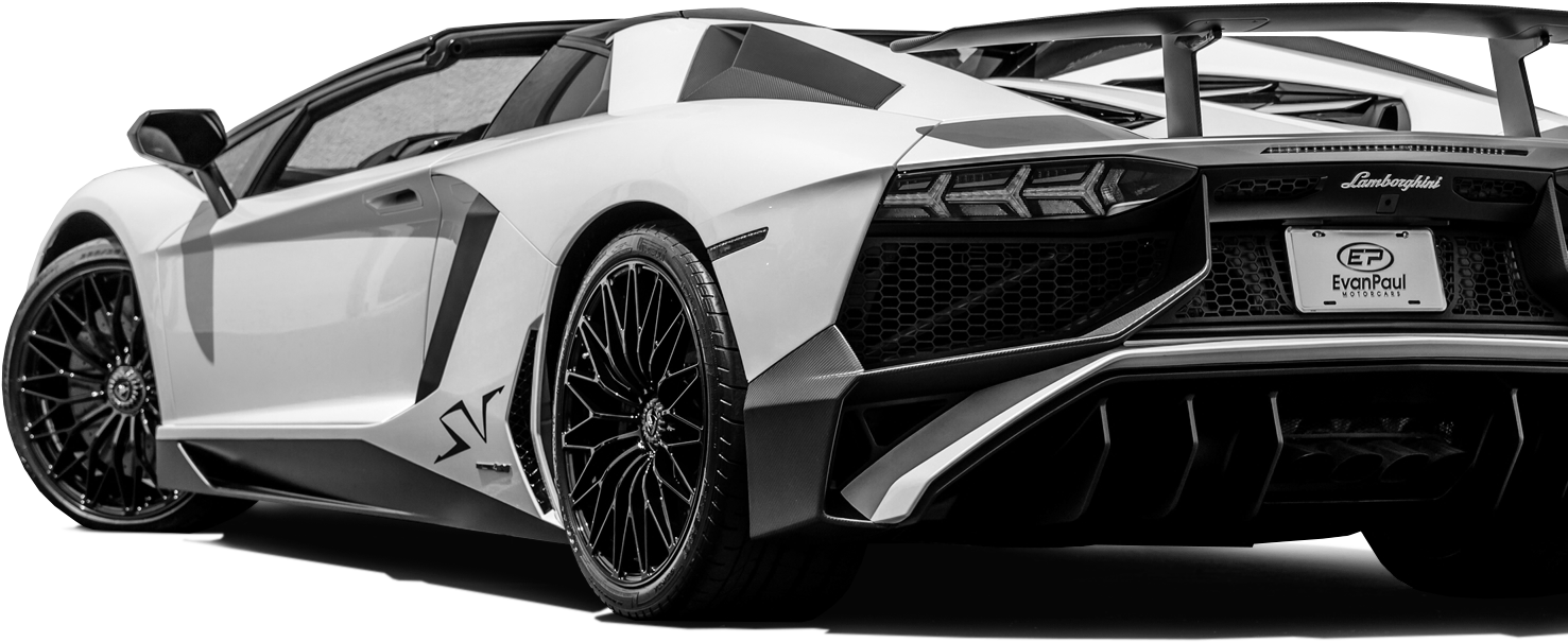 White Lamborghini Aventador S V J Rear View PNG image