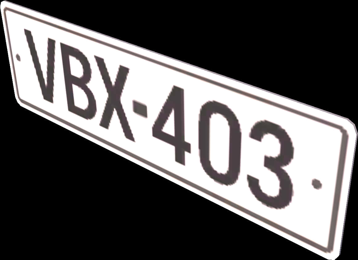 White License Plate V B X403 PNG image