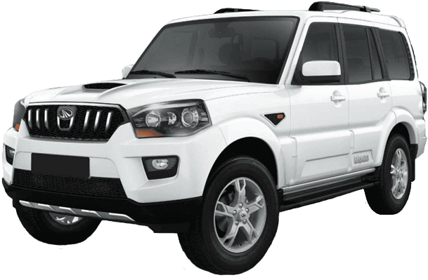 White Mahindra Scorpio S U V PNG image