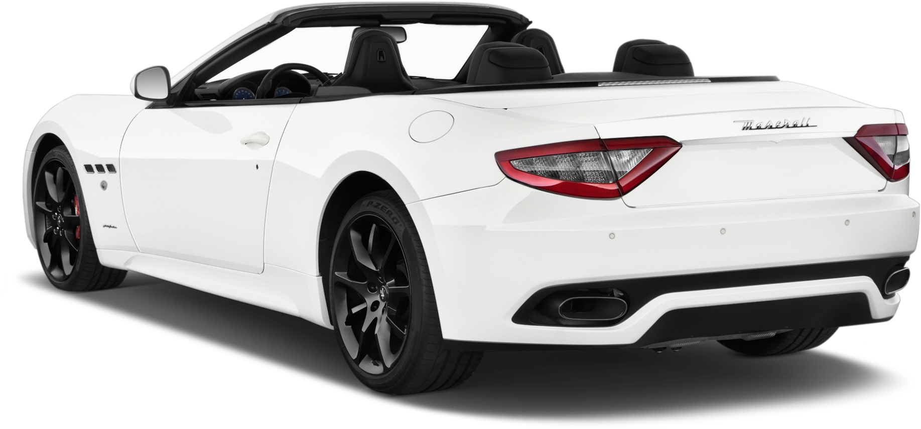 White Maserati Convertible Rear View PNG image