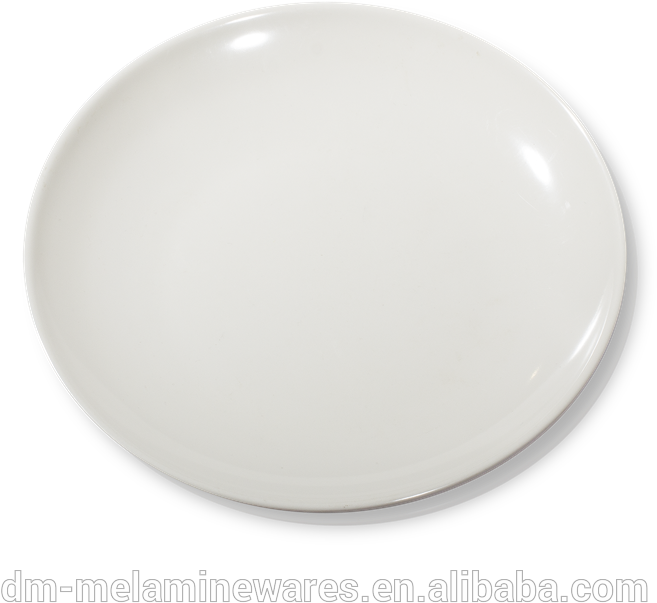 White Melamine Platewith Black Edge PNG image