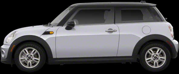 White Mini Cooper Side View PNG image