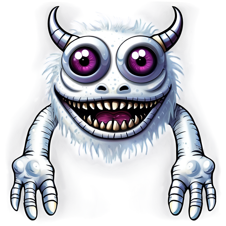 White Monster Cartoon Png Wgy82 PNG image