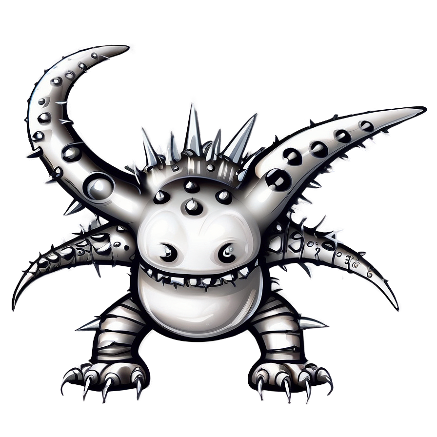 White Monster With Spikes Png 06212024 PNG image