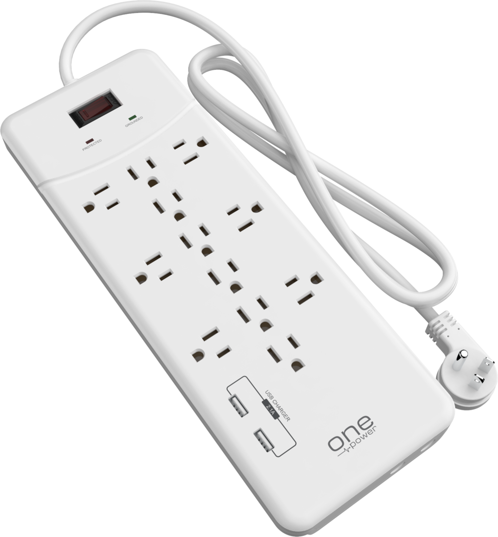 White Multi Outlet Surge Protector Power Strip PNG image