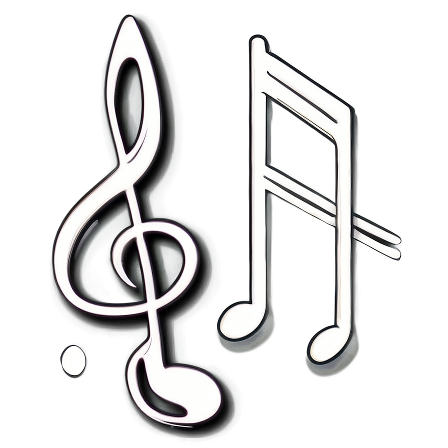 White Music Note Sketch Png 06212024 PNG image