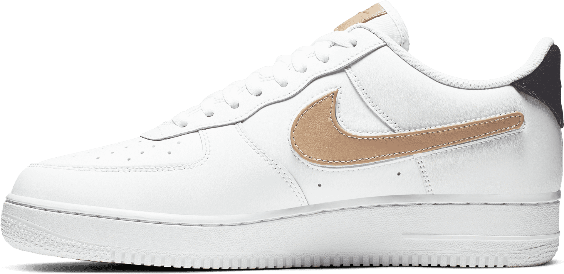 White Nike Air Force1with Tan Swoosh PNG image