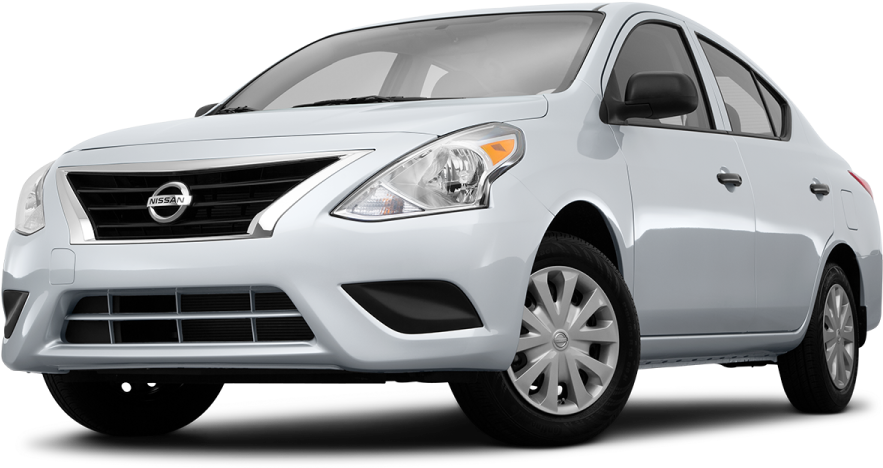 White Nissan Versa Sedan Profile View PNG image