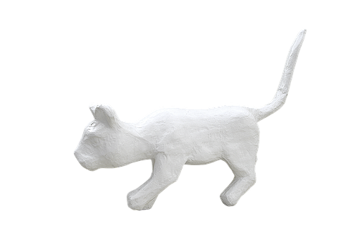 White Paper Cat Sculpture Black Background PNG image