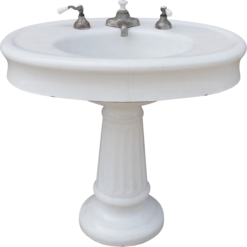 White Pedestal Sinkwith Faucets PNG image