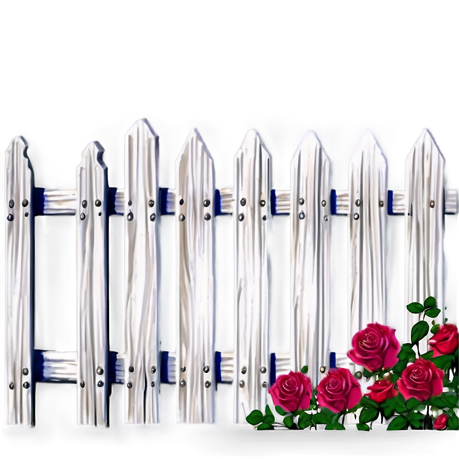 White Picket Fence With Roses Png 06272024 PNG image