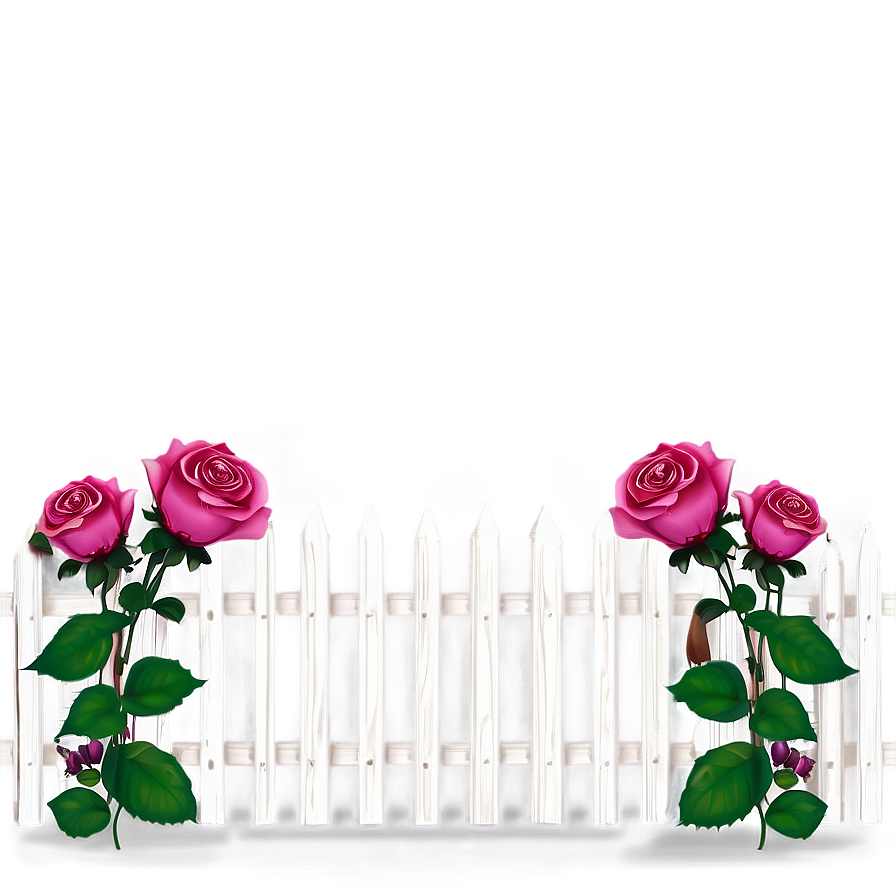 White Picket Fence With Roses Png 29 PNG image