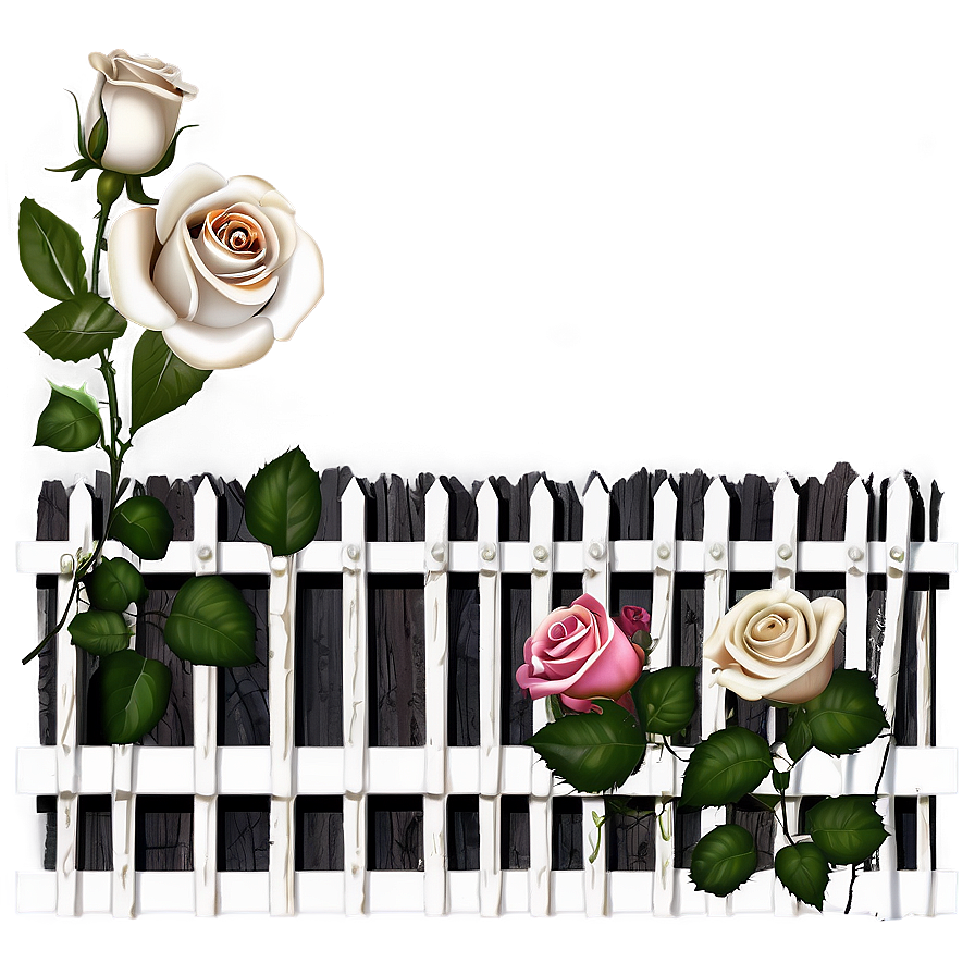 White Picket Fence With Roses Png Eoo41 PNG image