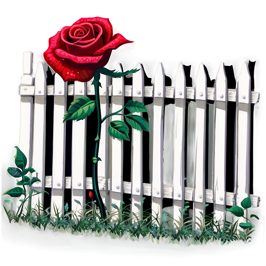 White Picket Fence With Roses Png Ipr40 PNG image