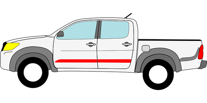 White Pickup Truck Illustration PNG image