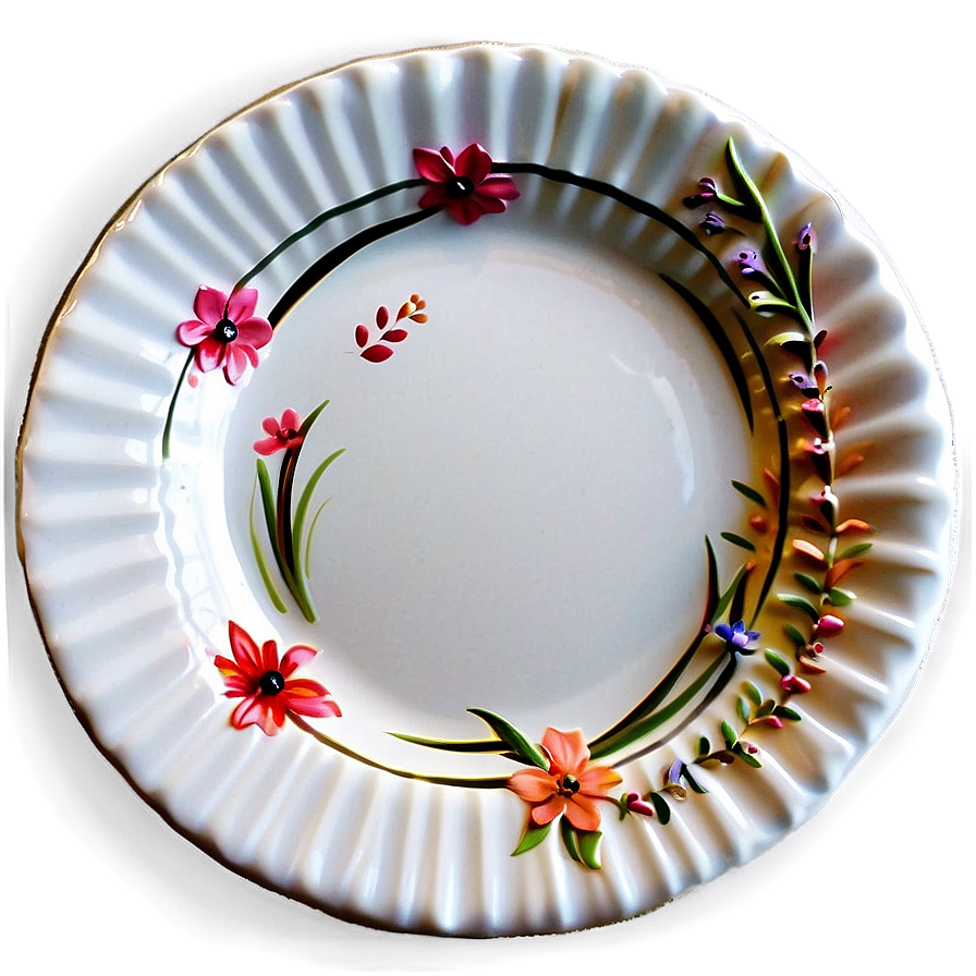 White Plate With Floral Design Png Sjx13 PNG image