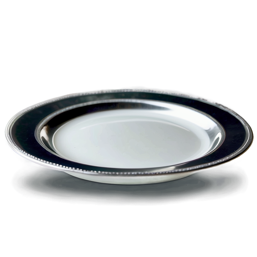 White Plate With Silver Trim Png 06212024 PNG image