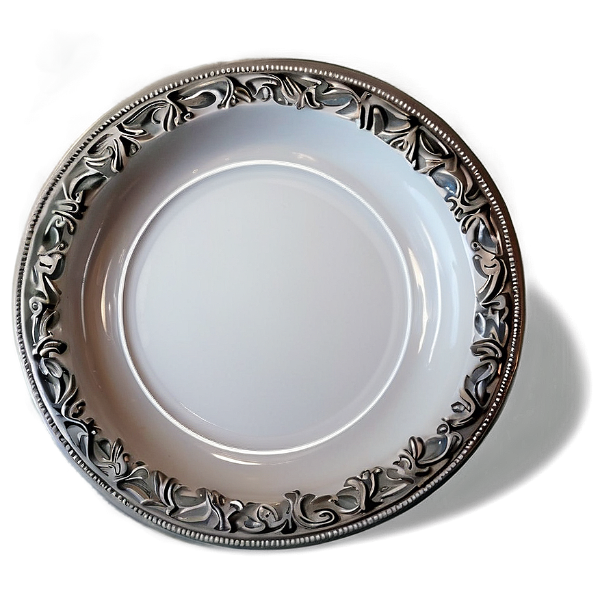 White Plate With Silver Trim Png Sfi PNG image